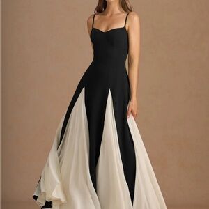 Azazie Black and Cream Maxi Dress